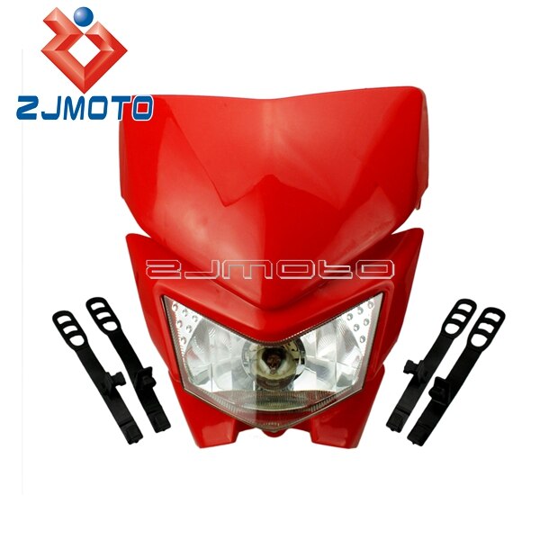 Faro Universal para motocicleta todoterreno, Faro de motocrós, carenado para KX KLX XR CRF WR YZ RMZ KXF DTR DR DRZ 250: Rojo
