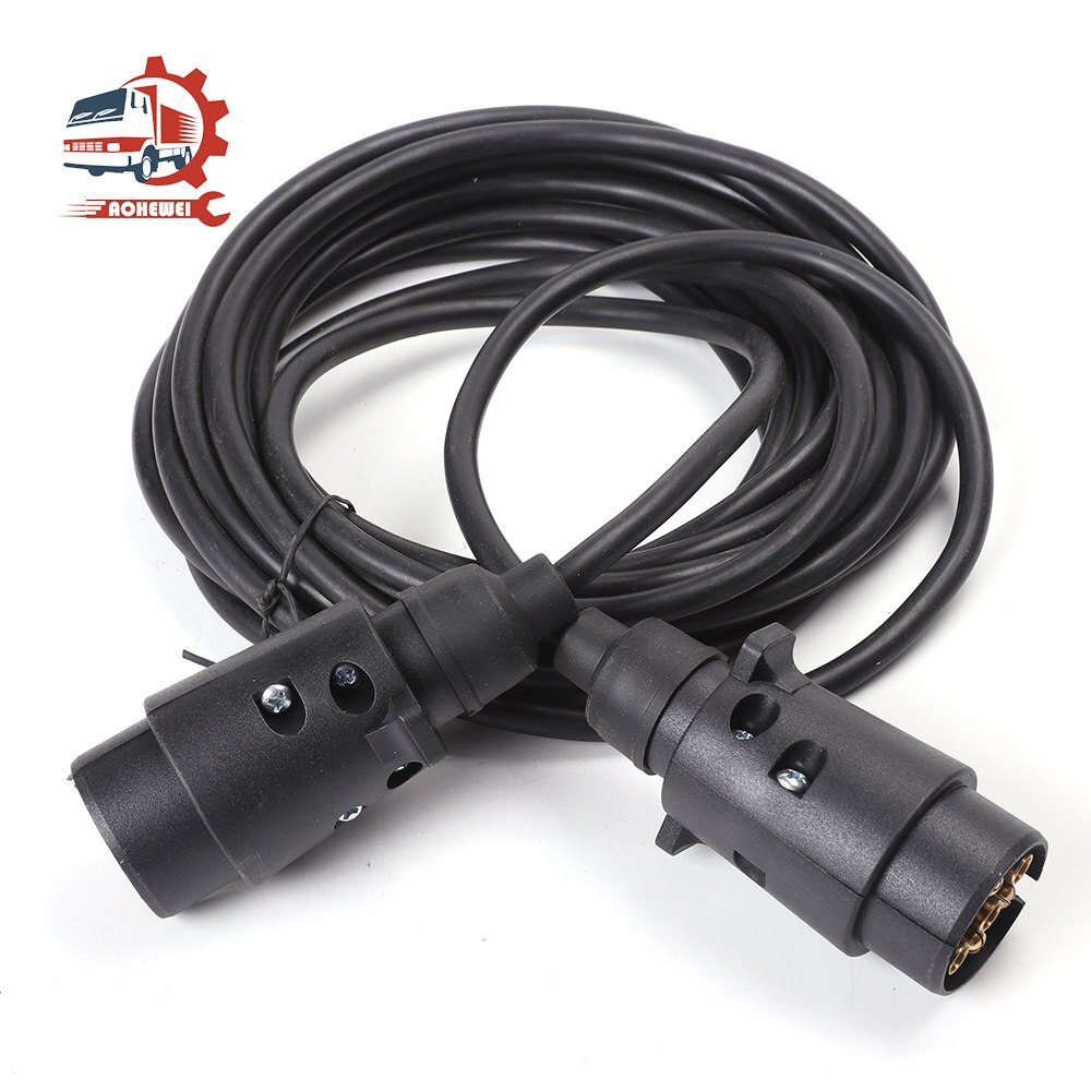 AOHEWEI 7 Pin Trailer Connectors 2x Truck Plug 6 Metre Extension Lead Cable Couplings Socket Adapter Towbar Towing for Caravan