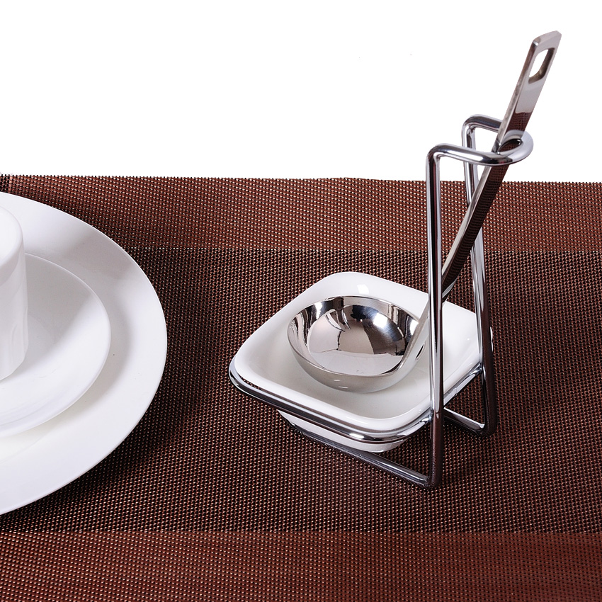 Neue Edelstahl Löffel Rest mit Keramik Schüssel Küche Regal Gestell Sieb Löffel Halfter Abtropffläche Küche Zubehör