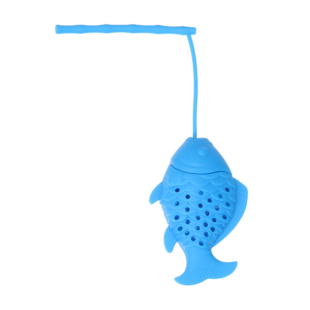 Teapot/Fish/Poop Shaped Tea Infuser Strainer Silicone Tea Bag Leaf Filter Diffuser Kitchen Gadget Teaware Accessories: blue-fish