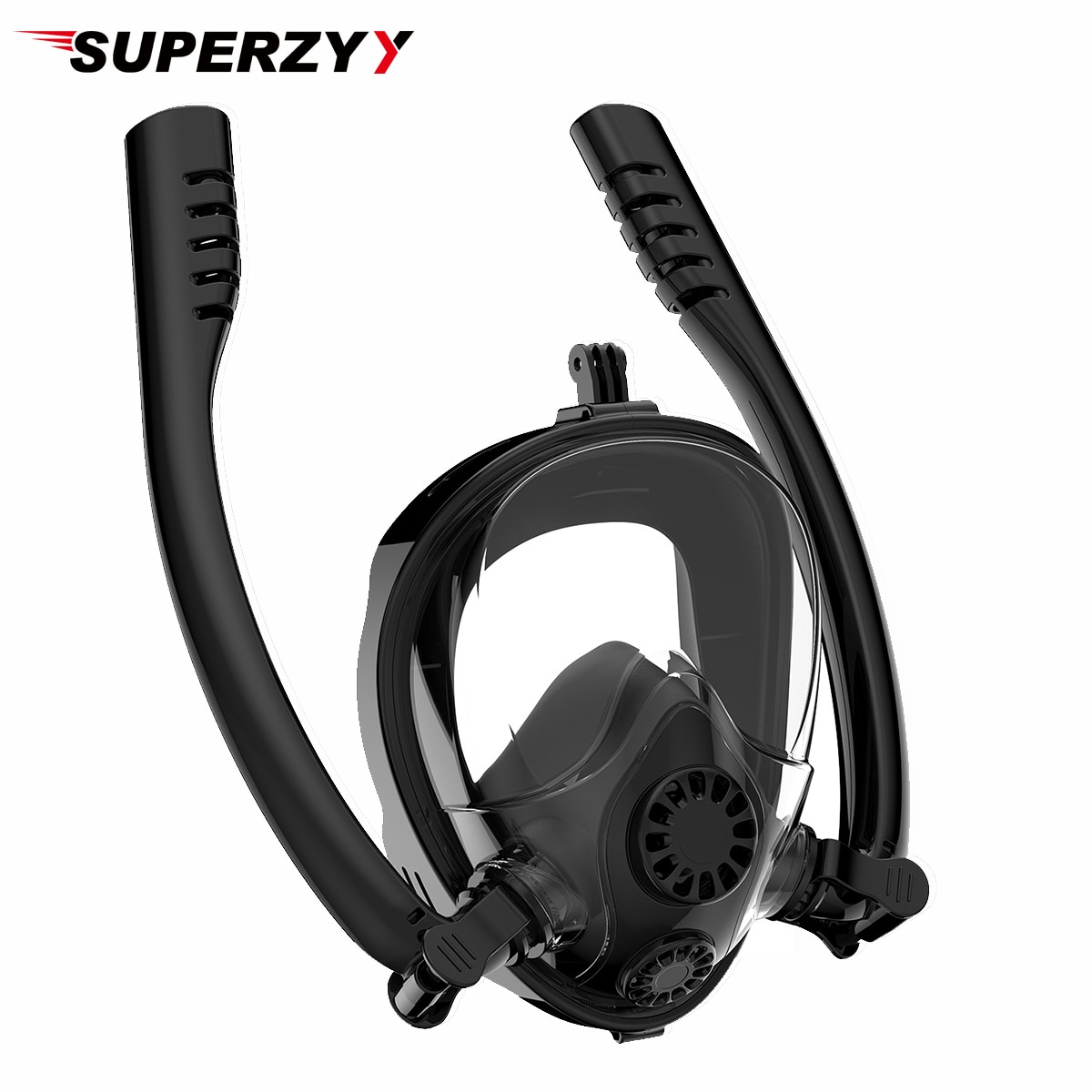 Double breath tube swimming mask Full Face Snorkel Mask Anti-Fog Anti-Leak for GoPro Adults kids Diving Mask