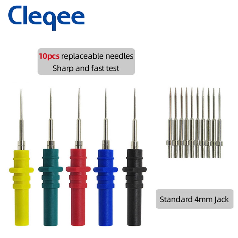 Cleqee P1036B series 4mm Dual Stackable Banana Plug Test Leads Kit with Alligator Clip Spade Plug &amp; Test Probes for Multimeter
