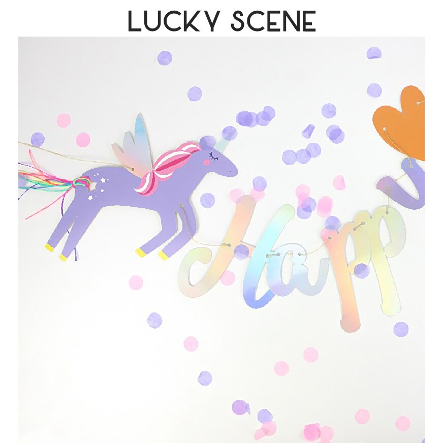 Unicorn Happy Birthday Flag Unicorn Birthday Party Tassel iridescent Supplies Decorations Cartoon Pictures and S01094