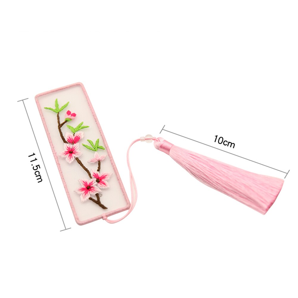 DIY Chinese Style Embroidery Bookmarks Rectangle Embroidery Material Kit Bookmark Flowers Cross Stitch Needlework Craft