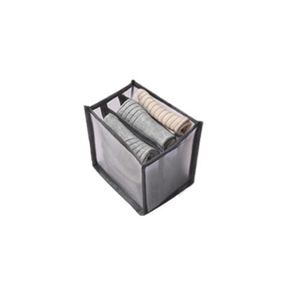 Underwear Storage Box Folding Dormitory Bedroom Wardrobe Finisher Nylon Tie Socks Drawer Organizer Separator Household Supply: 3Grids Grey