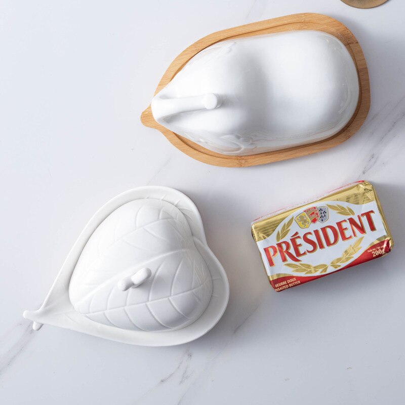 Botervloot Met Deksel Hart Vorm Keramische Boter Keeper Grote Porseleinen Butter Container Margarine Houder Voor Keuken
