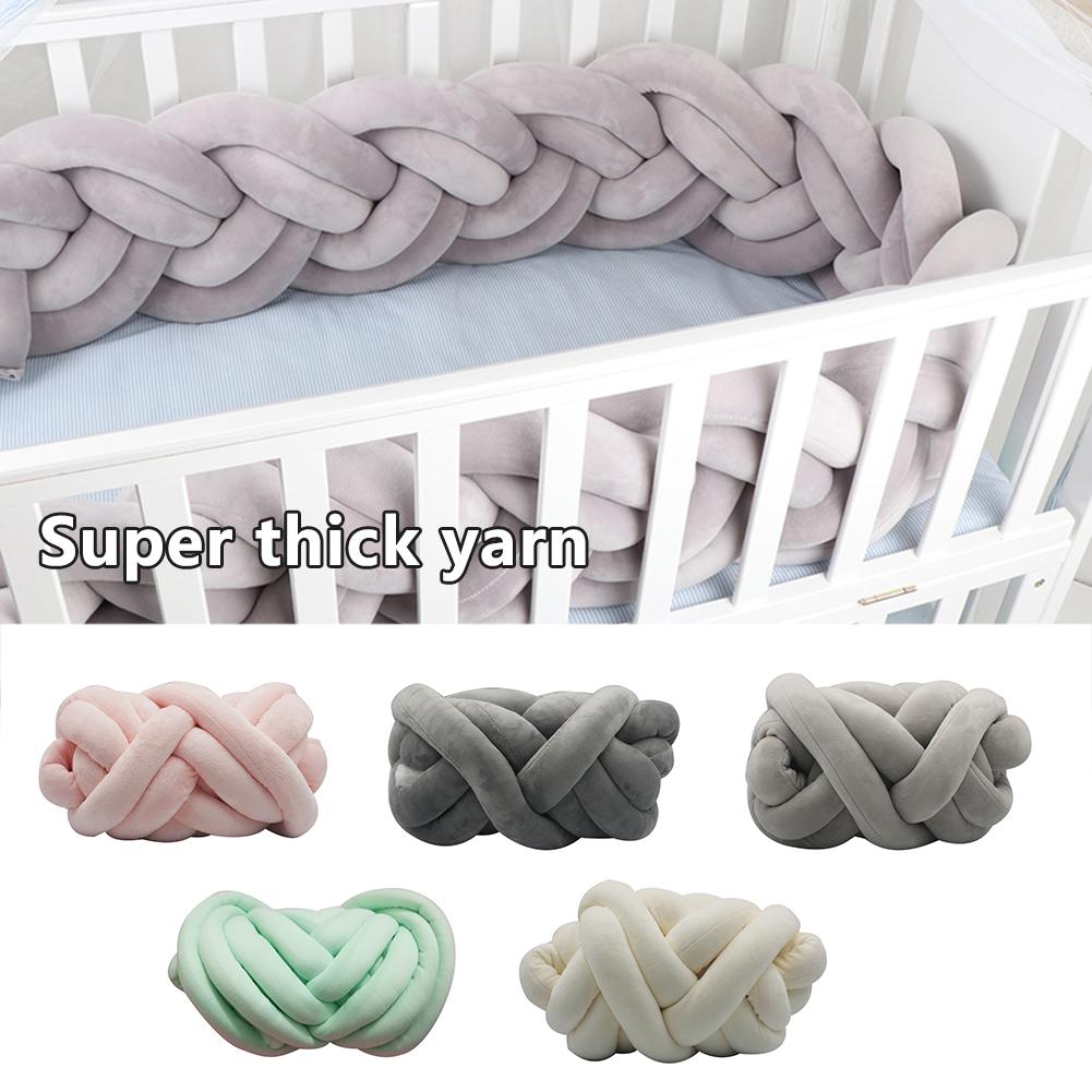 5cm/1.97in Length Nodic Knot Newborn Bumper Long Knotted Braid Pillow Baby Bed Bumper in the Crib Infant Room Decor