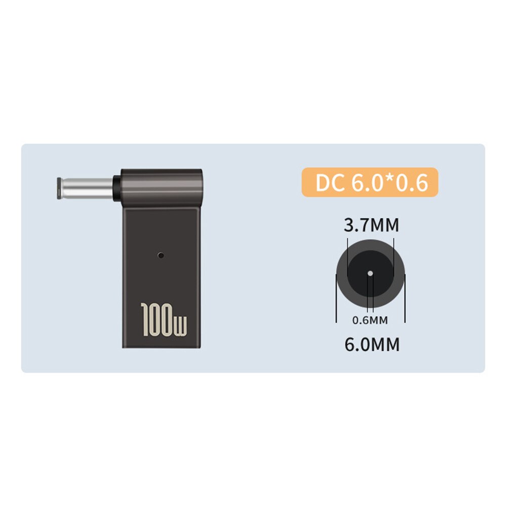 PD 100W szybka wtyczka ładowania rodzaj USB C żeńskie gniazdo gniazdo do 4.5x3.0 4.0x1.7 5.5x2.1 5.5x2.5 7.4x5.0 4.0x1.35 mężczyzna konwerter wtyczki: 6.0x0.6mm