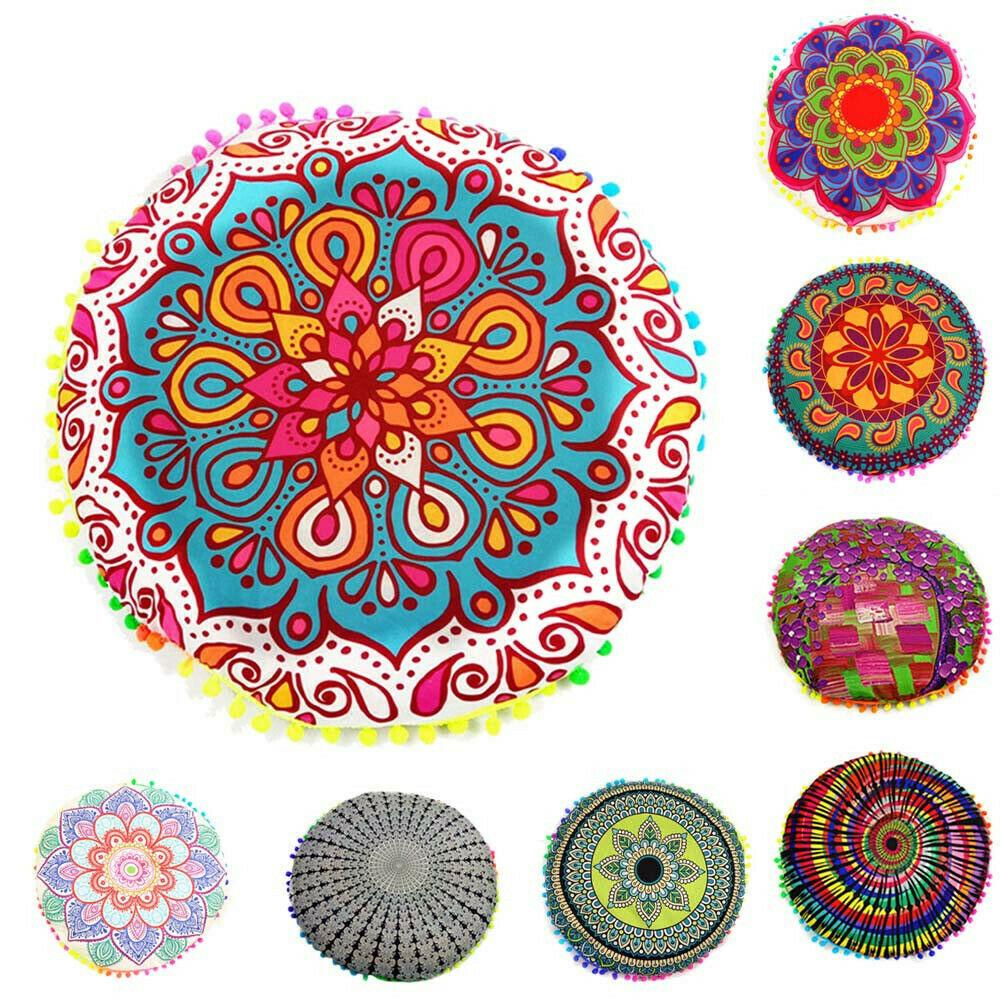 43cm rund bohemisk mandala golvkudde hemsoffa inredning nationell stil soffkudde bekväm kudde
