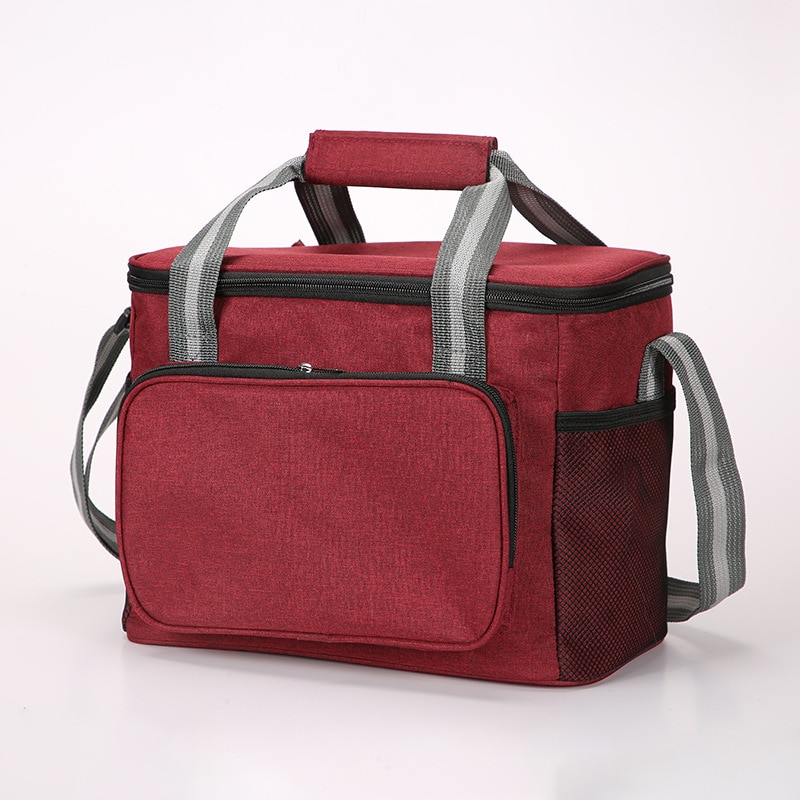 Large Insulated Lunch Box Bag Leak-proof Cooler Bag Lunch Tote for Men Women Picnic Travel Waterproof Dinner Wine Bag Cooler Box: Red(31X23CM)