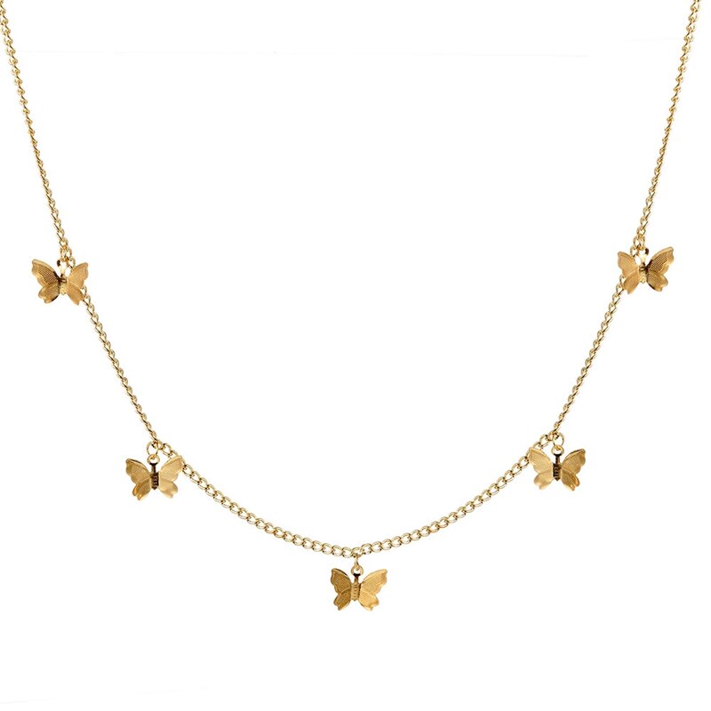 FNIO Butterfly Neck Pendants Women&#39;s Choker Gold Color Necklace On The Neck Chain Chocker Punk Jewelry Kpop Collar For Girl: FN11-1869