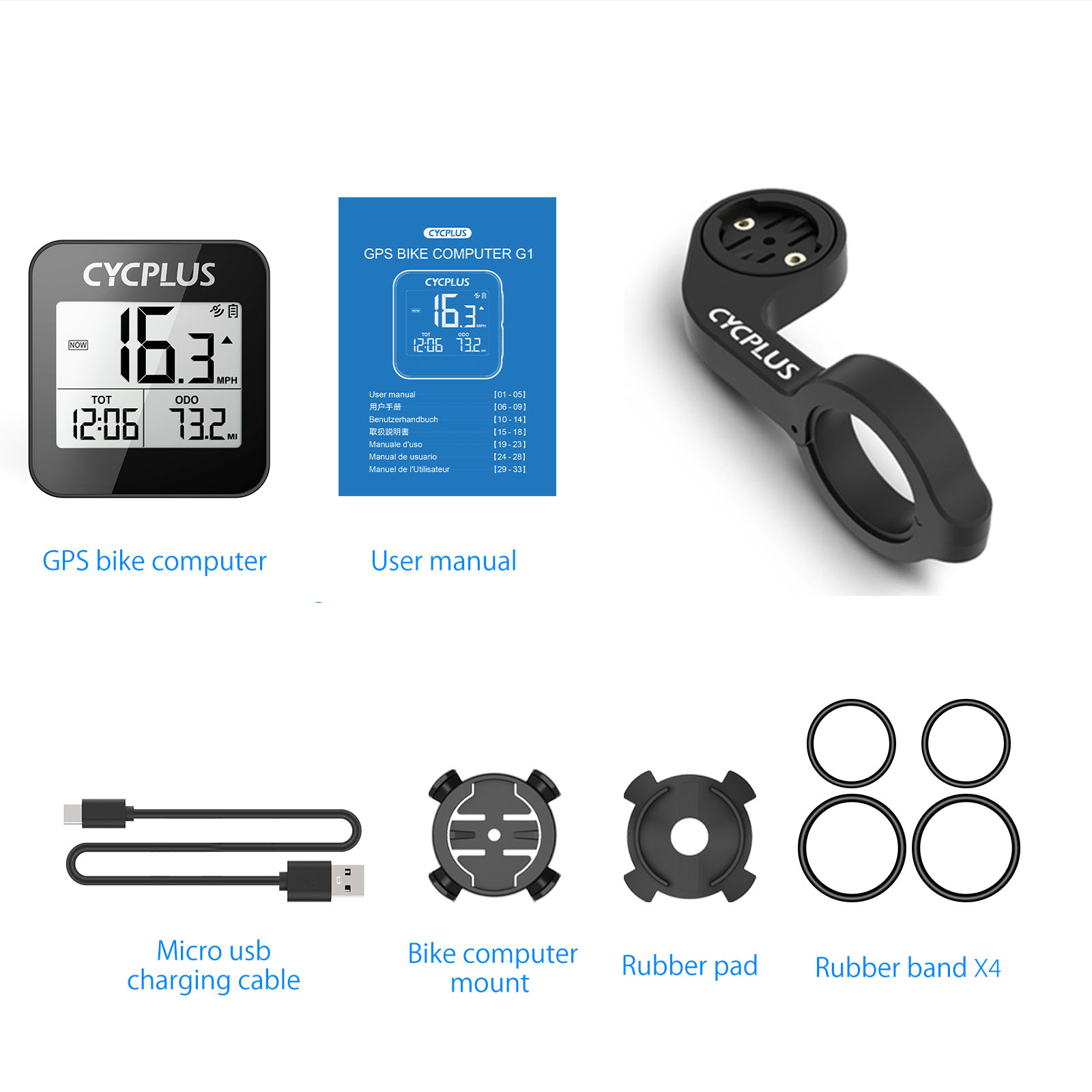 CYCPLUS G1-ordenador para bicicleta con GPS, velocímetro de ciclismo, IPX6 resistente al agua, cronómetro inalámbrico, ciclocomputador para bicicleta: G1 with Z1