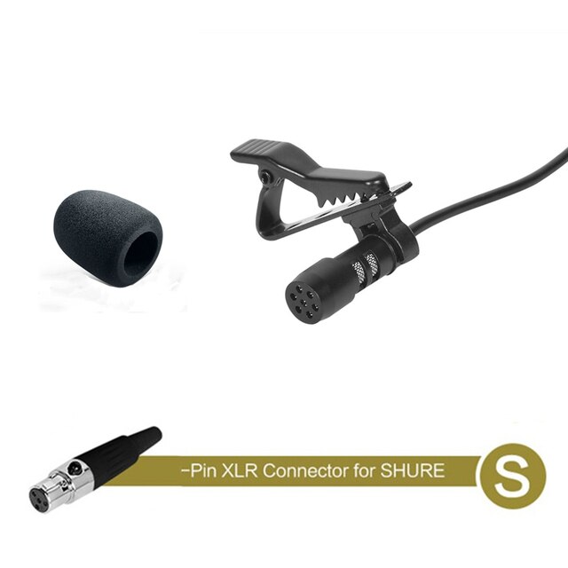 Zwart Lavalier Revers Microfoon Single Oorhaak Headset Mic 3.5Mm Xlr 3-Pin Voor Akg Xlr 4-Pin voor Shure Draadloze Systeem: S For Shure