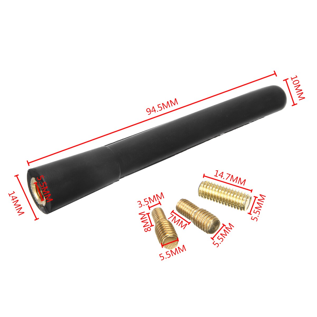 Antena Universal 40 Cm Negro Para Coche | Repuesto Mástil AM/FM Con Adaptadores M5 Y M6