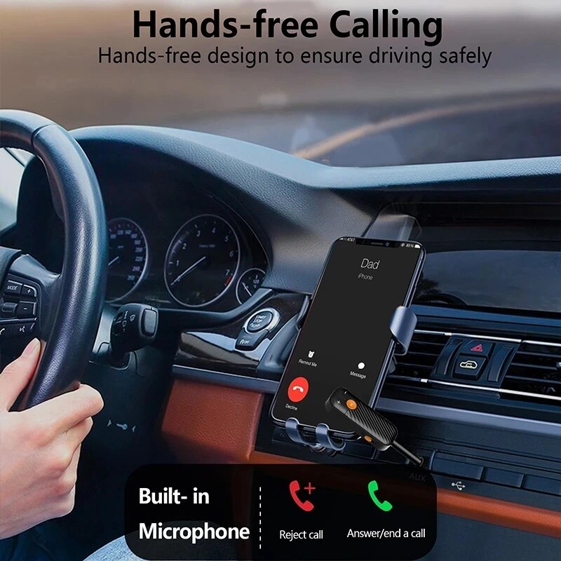 Ricevitore audio bluetooth 5.2, trasmettitore 3.5mm aux con microfono, adattatore stereo wireless per cuffie, altoparlanti per auto e tv