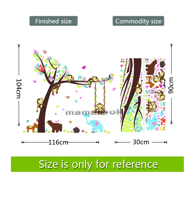 Bos Dieren Muursticker Aap Beer Boom Voor Kinderkamer Kinderen Muurtattoo Nursery Slaapkamer Decor Poster Muurschildering Stickers: Default Title