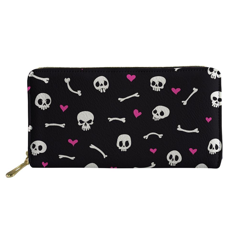 Nopersonality DELL'UNITÀ di elaborazione Del Cuoio Del Raccoglitore Della Frizione Delle Donne Per Il Tempo Libero Del Cranio Della Borsa Della Stampa Delle Donne Portafogli Lungo Della Moneta Titolari di Carte di Borsa Carteras: L734Z21