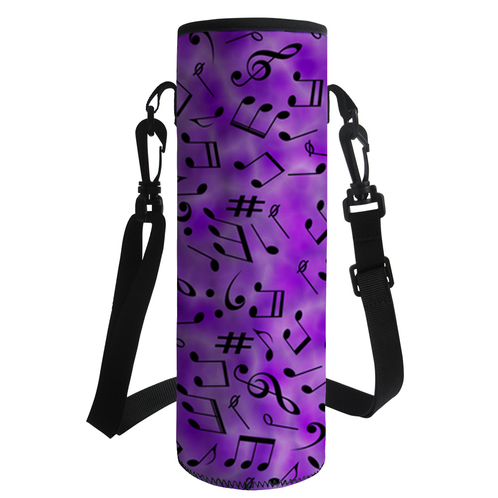 Music Notes 1000ML Water Bottle Cover Bag Pouch w/Strap Neoprene Water Bottle Carrier Insulated Bag Pouch Holder Shoulder Strap: 500-700ML-Z18 / Z3535