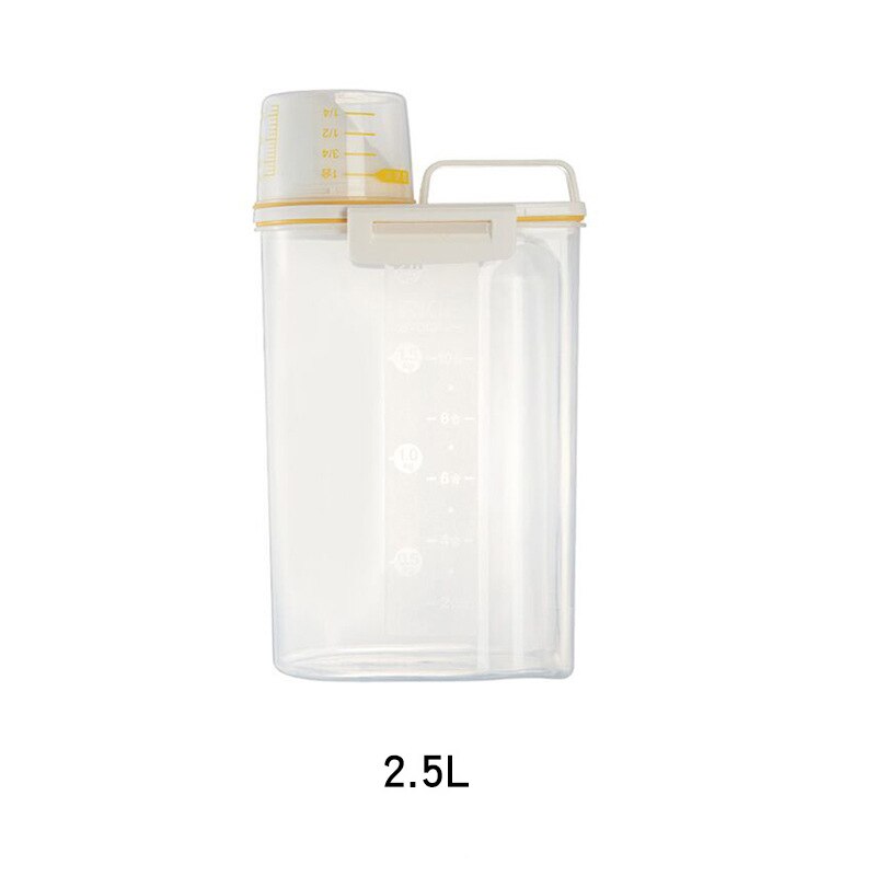 The Household Flour Canister Kitchen Plastic Sealed Moisture-proof Grain Bucket Rice Bucket Storage Tank With Scale: 2.5L Yellow