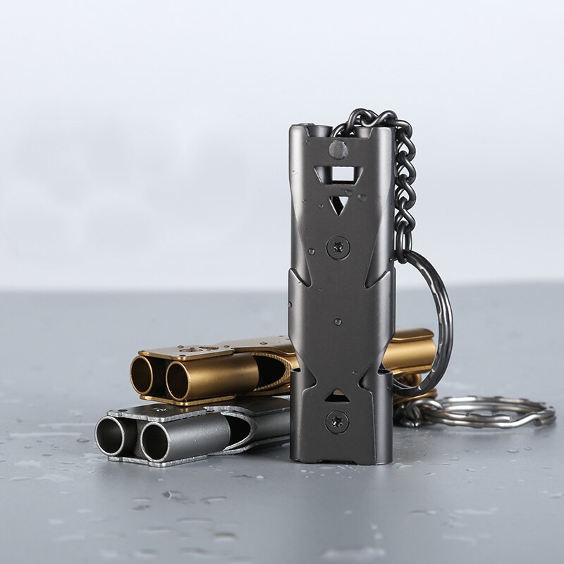 Silbato de acero inoxidable North Wolf, silbato de alta frecuencia de supervivencia al aire libre, alto Decibelio, estallido de doble agujero