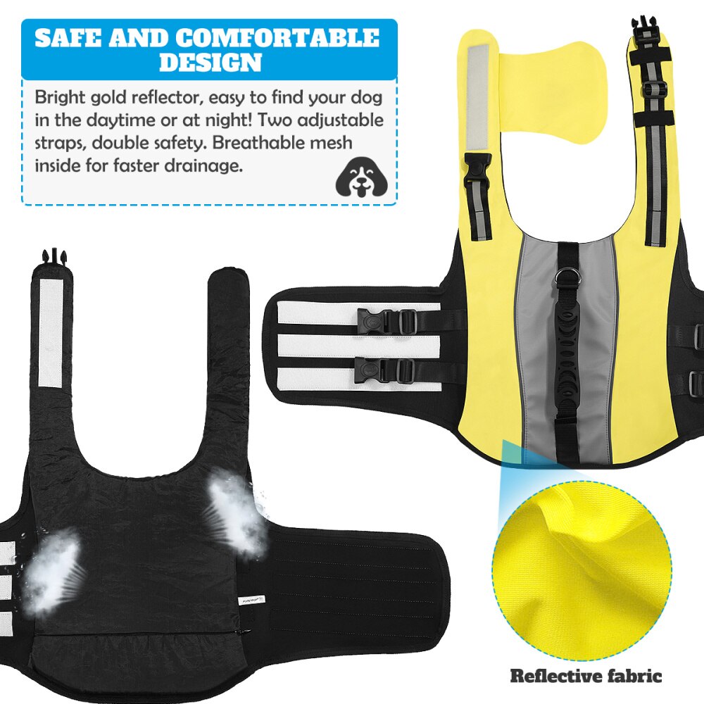 Popetpop reddingsvest voor huisdieren, waterdicht reddingsvest voor puppy's, maat s (geel)