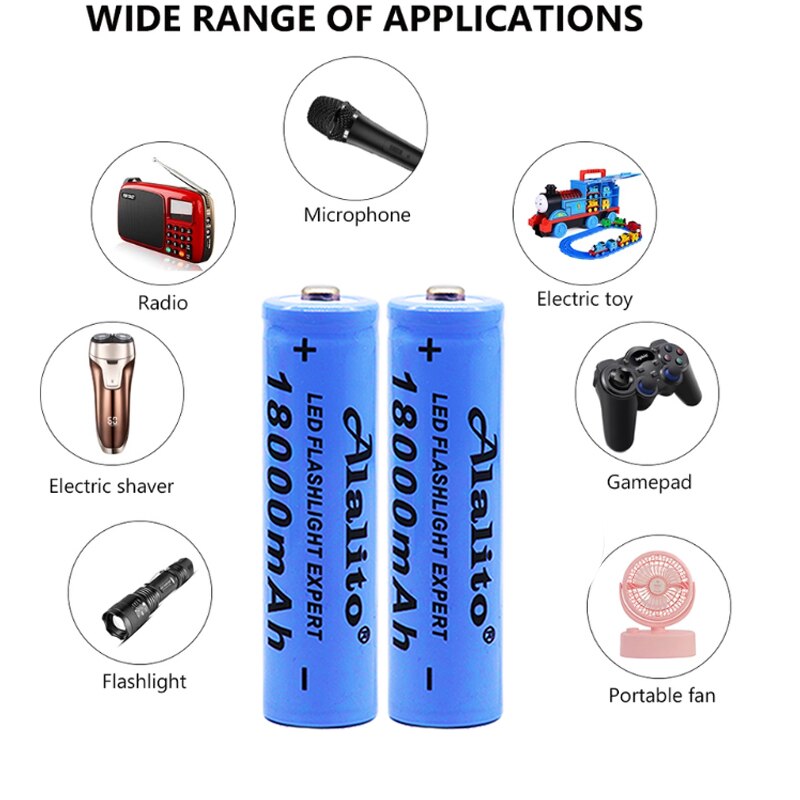 18650 Li-Ion battery 18000mah rechargeable battery 3.7V for LED flashlight flashlight or electronic devices batteria