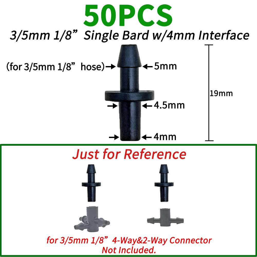 OASIS-manguera recta de 3/5mm con púas de 20 piezas, conector rápido de riego por goteo para jardín, con divisor de 2 vías y 4 vías: Verde claro
