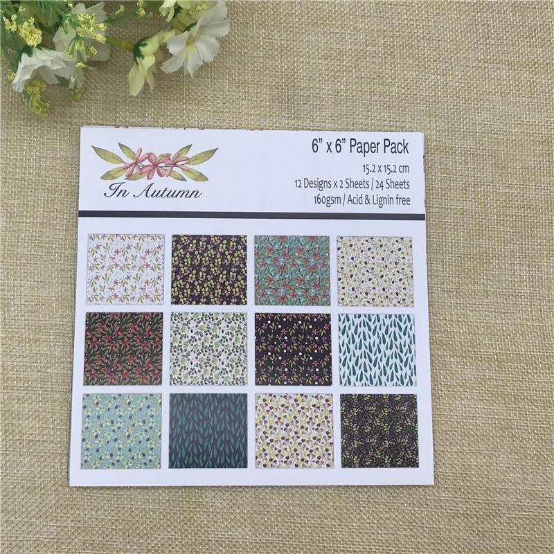 24 ark 6 " x6 " efterårsblomst mønstret papir scrapbog papir pakke håndlavet håndværk papir håndværk baggrund pad