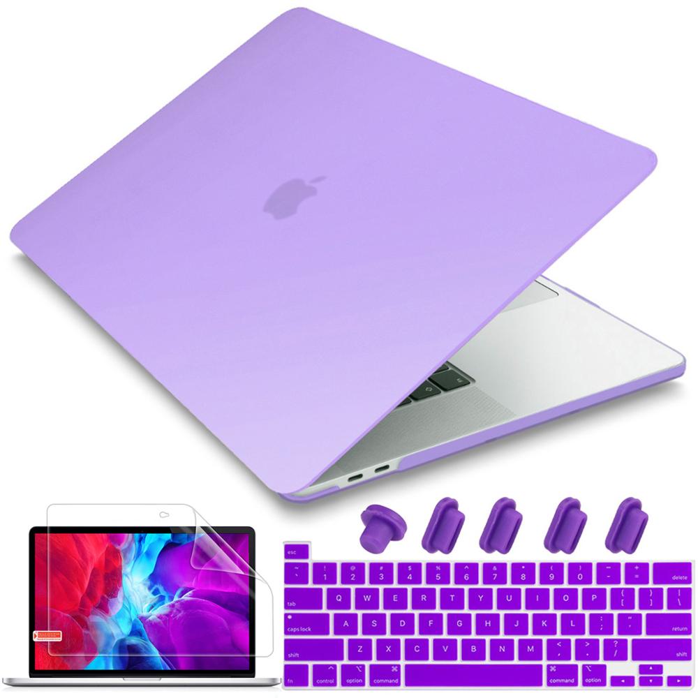 Screen protector Keyboard cover Hard Shell Case for Macbook Pro 16 inch with Touch Bar A2141: Matte Purple