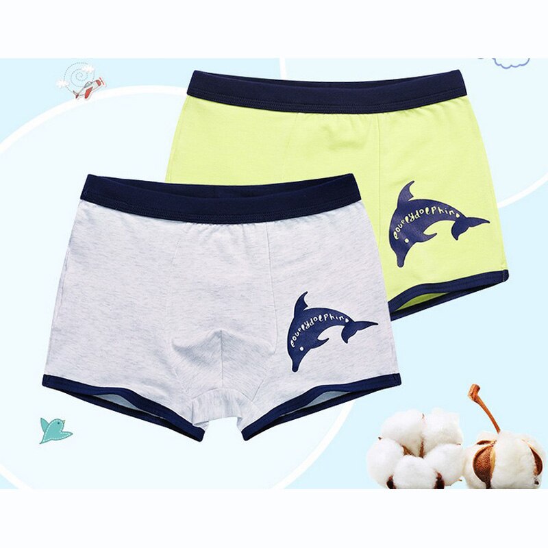 boys cotton boxer shorts panties kids Dolphin underwear for 2-16 years old teenager 4pcs/lot