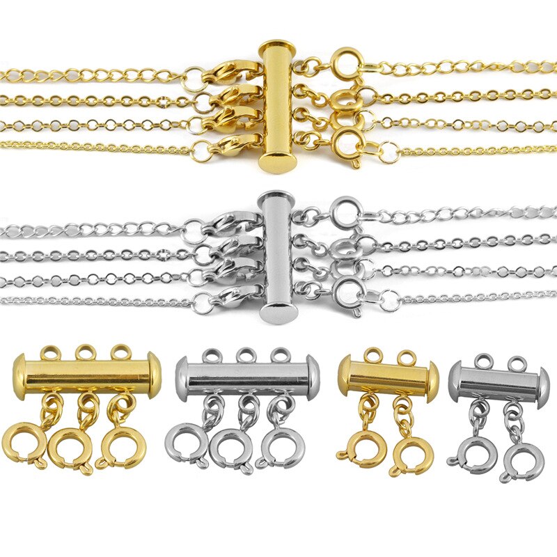 3 Sets/partij Multi Karabijn Gelaagdheid Streng Ketting Sluiting Connectors Voor Diy Maken Armband Sieraden Accessoires
