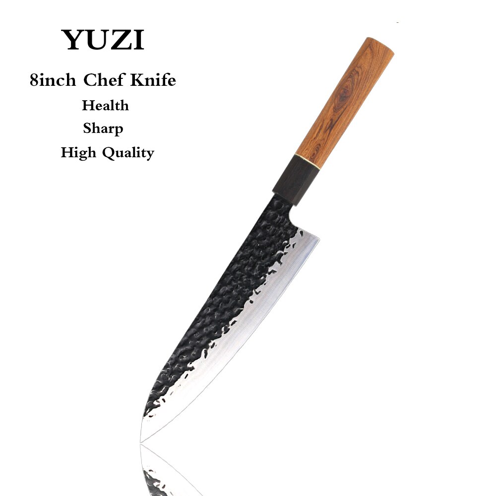 Kitchen Knives 6Pcs set Forged Chef Knife Set Stainless Steel Japanese Santoku Knife Kiritsuke Knife Fishing Utility Knife: 8 in chef knife