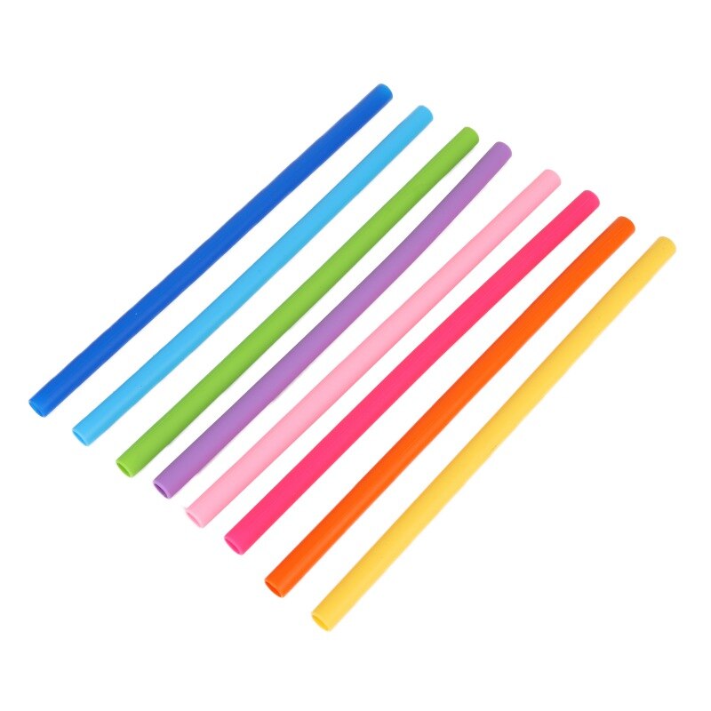 Visual Touch Reusable Silicone Straws Silicone Straws Drinking Cleaning Brush Carrying Case Party Supplies