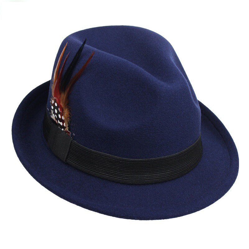 Mannen Vrouwen Manhattan Gestructureerde Gangster Trilby Fedora Hoed: Dark blue