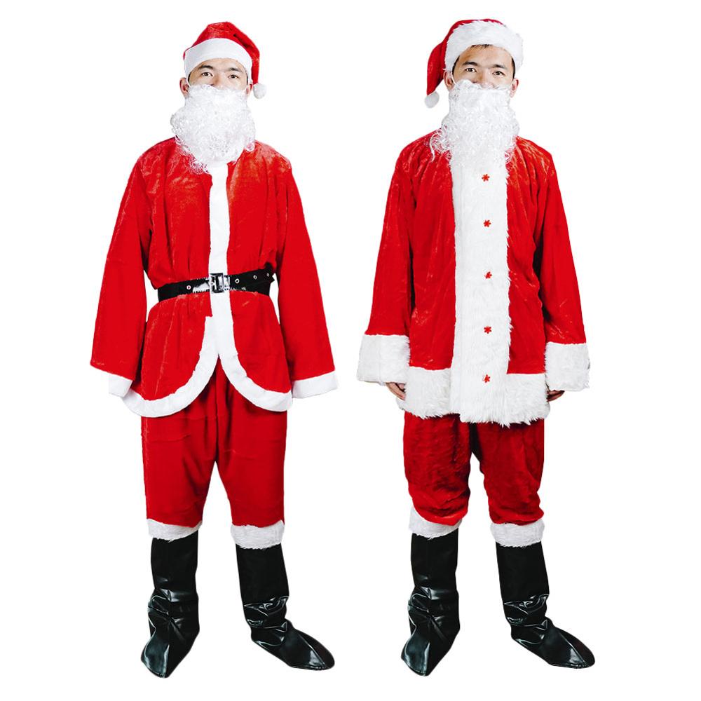 Jultomte kostym cosplay herr deluxe klarröd glödande tomte kostym kläder fancy dress julfest kostym snabb leverans