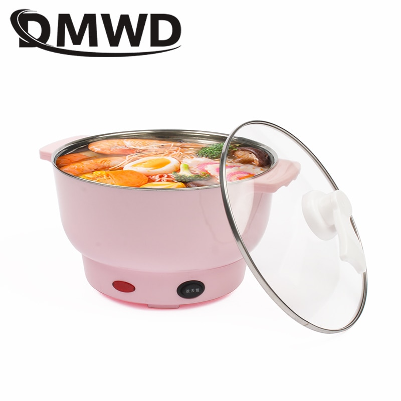 DMWD Multifunktions Reiskocher Elektrische Pfanne Nudel Kochen Topf Ei Omelett Pfanne Mini Eintopf Lebensmittel Dampfer Suppe Heizung