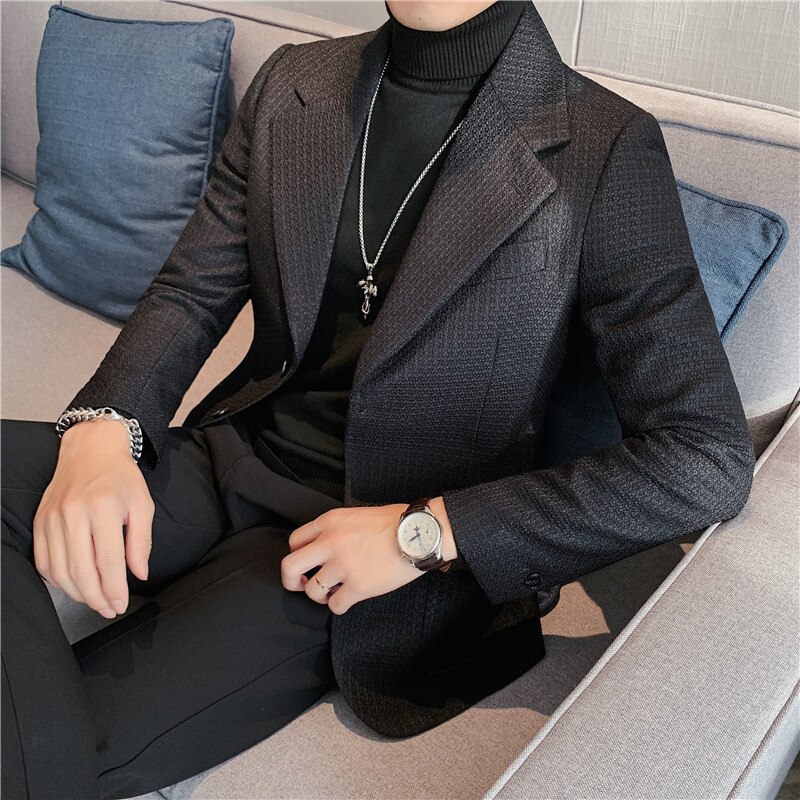 2022 Men Suit Brand Men&#39;s Blazer Luxury Wool Thick Men Classic Business Suits Jacket Male Luxurious Slim Blazers S-3XL