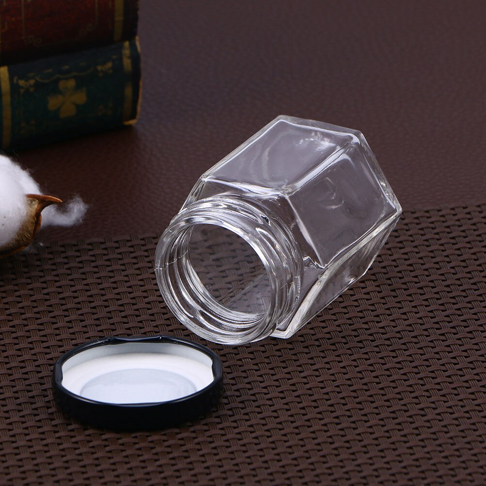 Bouteille hexagonale transparente en verre, 45ml/85ml, bocal vide pour stockage de miel, bocal de sucre, pour la cuisine à domicile 10 pièces