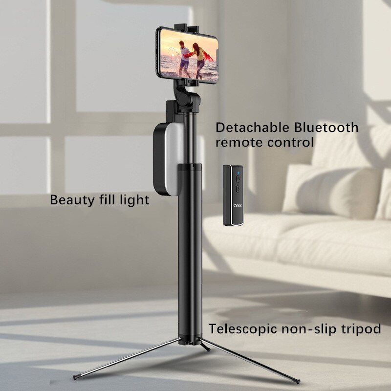 Bluetooth Selfie Stok Afstandsbediening Statief Handphone Live Photo Houder Statief Camera Zelfontspanner Artefact Staaf Met Licht Invullen