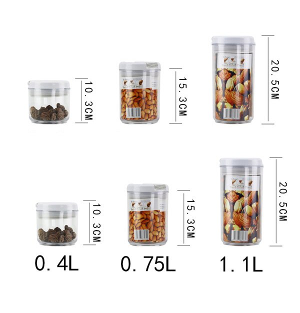Céréales en plastique conteneurs pour le stockage des aliments cellier bocaux hermétiques cuisine organisateur stockage conteneur accessoires de cuisson: Round6Pcs-