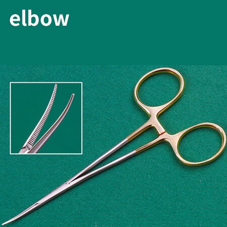 Microvascular hemostatic forceps double eyelid forceps fine stainless steel curved gold handle straight fat hemostatic: Silver