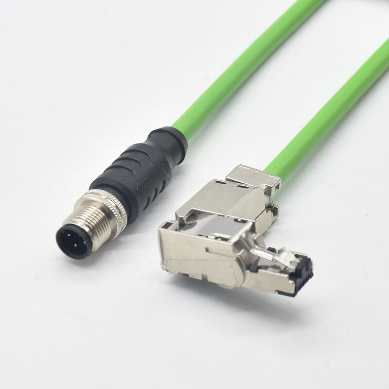 M12 4-Pin D-Code Male To RJ45 Ethernet CAT6 Shielded Cable Assembly – Custom Length Available