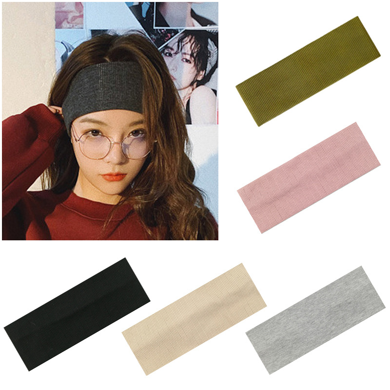 Solid Knitted Headband for Women Girls Autumn Winter Sport Yoga Sweat Uptake Headwear Elastic Hairbands Hair Accessories
