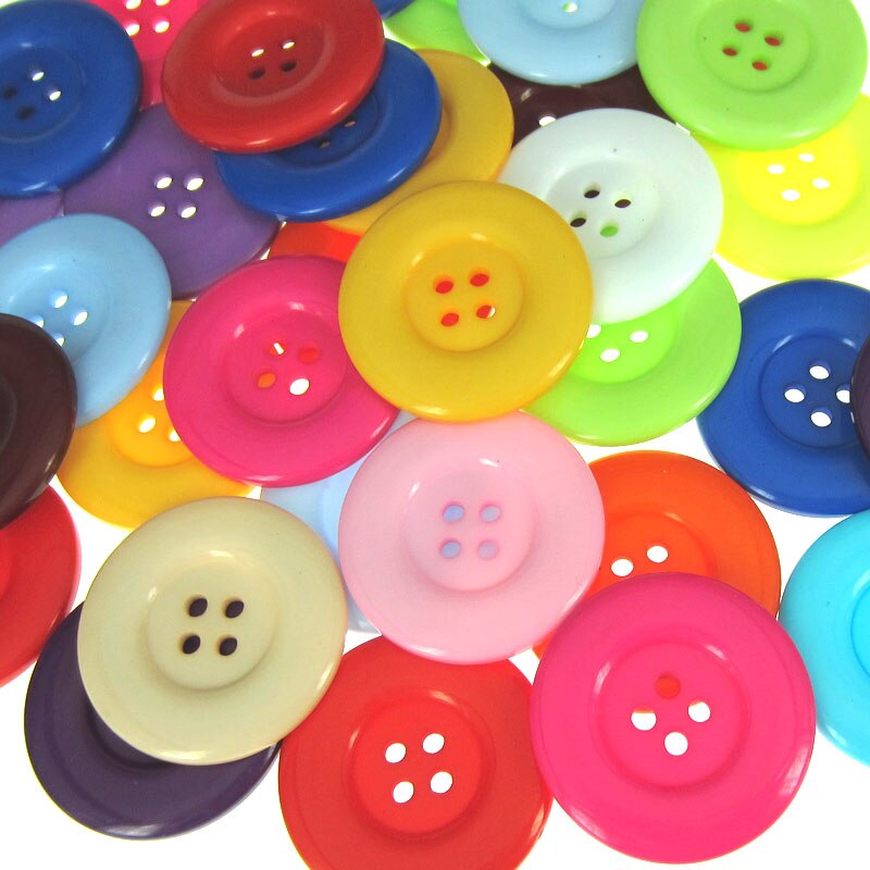 6pcs 1-1/2" 4-Holes resin buttons 38mm round large button for clothing sewing accessory craft scrapbooking: Random mixing