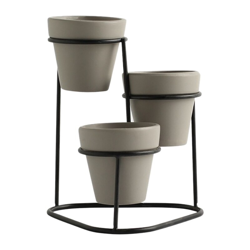 Nordisk stil hjem mini høje blomsterpotter simpel have indendørs moderne plante display stativer: Grå