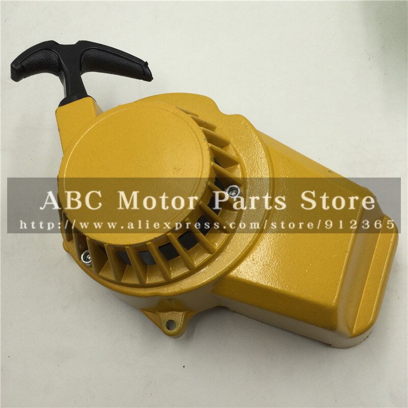 Trekk starter start aluminium tykkere for 47cc 49cc gass minimoto pocket bike mini dirt bike crosser quad atv motorsykkel: Gul