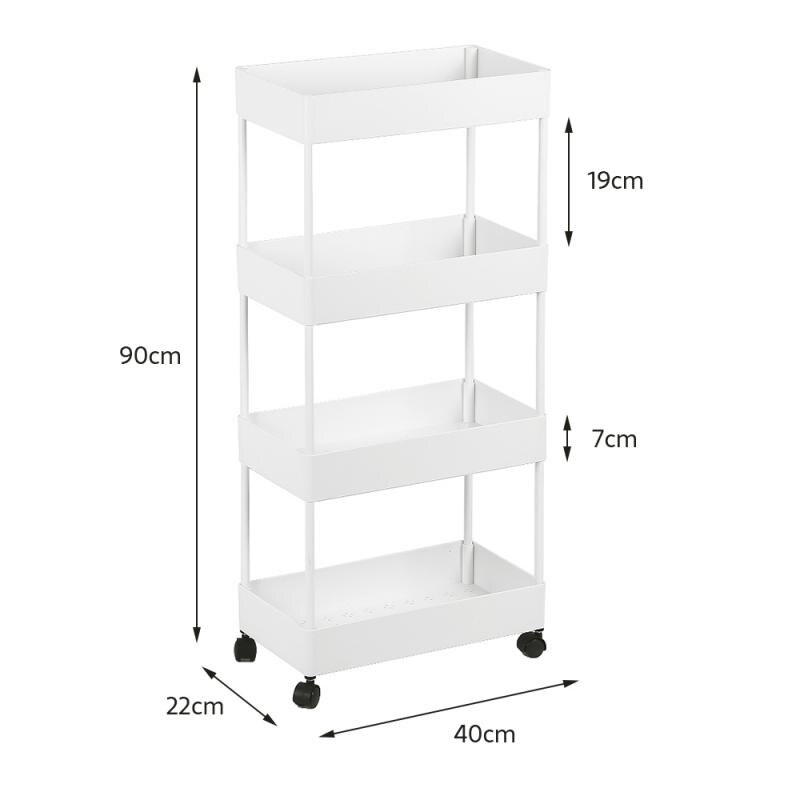 Kitchen Trolley 4 Layer Utility Cart Multi-function Trolley Storage Trolley Kitchen Foldable Trolley Rolling Metal Trolley HWC