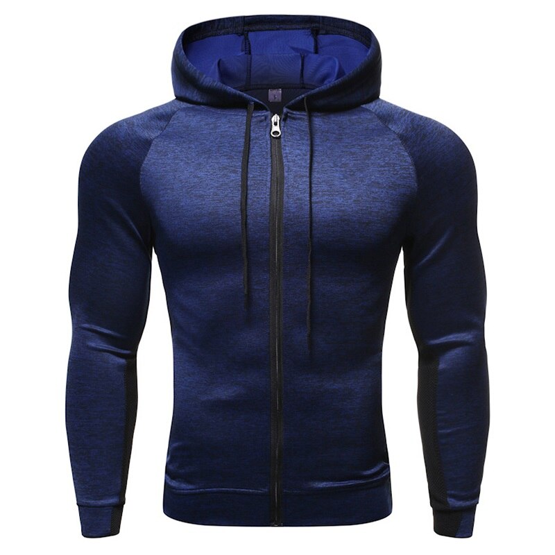 Hooded Fitness Sport Jas Heren Sneldrogende Running Jas Rits Hoodie Sweatshirt Sportkleding Fitness Hoodie Trainingspak: Blue(no logo) / Asian M