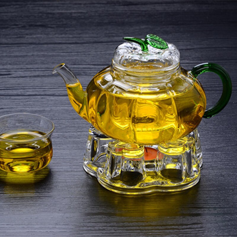 Helder Glas Hittebestendige Hart Vorm Teapot' Warmer Heater Base Kaarshouder