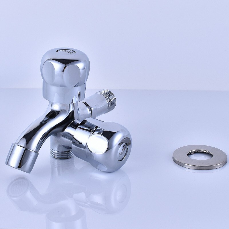 Zinc Alloy Chrome Double Faucet Wall Mount Washing Machine Mop Faucet Multi-Function Outdoor Balcony Water Tap Laundry Bibcock